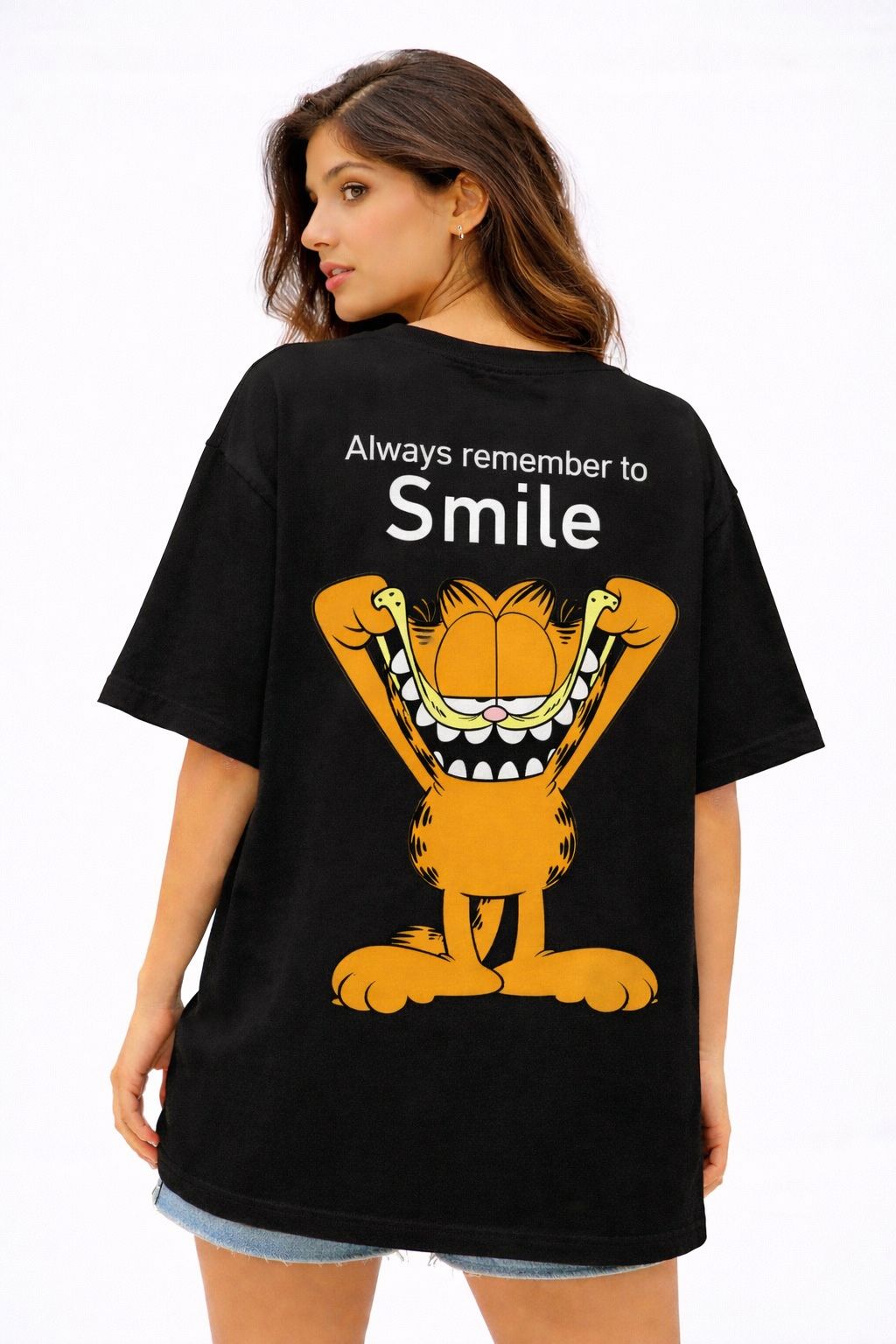 “Always Remember to Smile” Oversized T-Shirt – Black by Vasthr