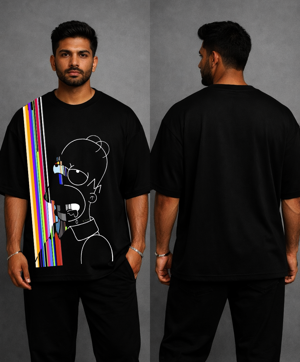 Glitch Outline Oversized T-Shirt by Vasthr
