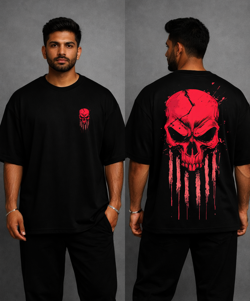 Crimson Skull Oversized T-Shirt – Dark Rage Edition by Vasthr