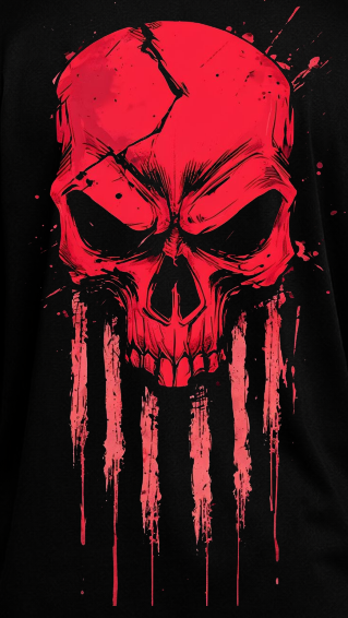Crimson Skull Oversized T-Shirt – Dark Rage Edition by Vasthr