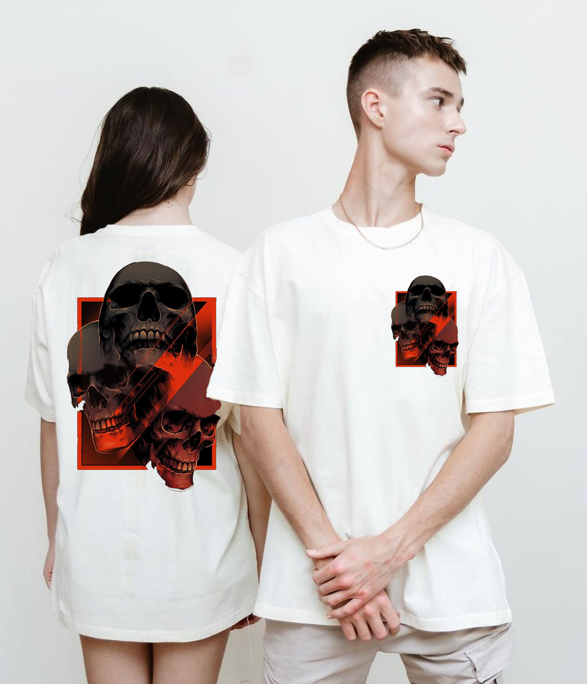 Skull Graphic Oversized T-Shirt for Men & Women – Dark Streetwear Edition By Vasthr