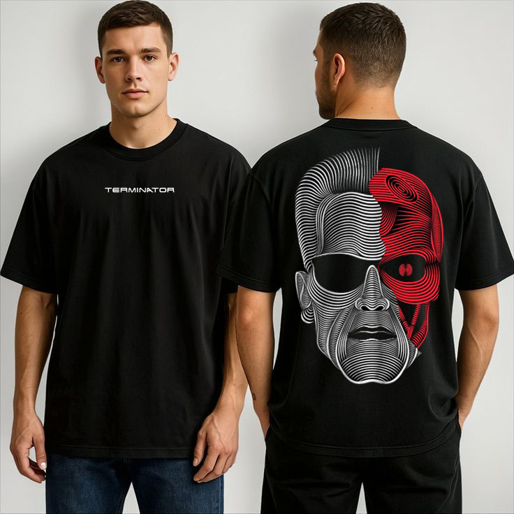 TERMINATOR Oversized Unisex T-Shirt – Futuristic Streetwear Edition | Black Tech Print by Vasthr (Copy)