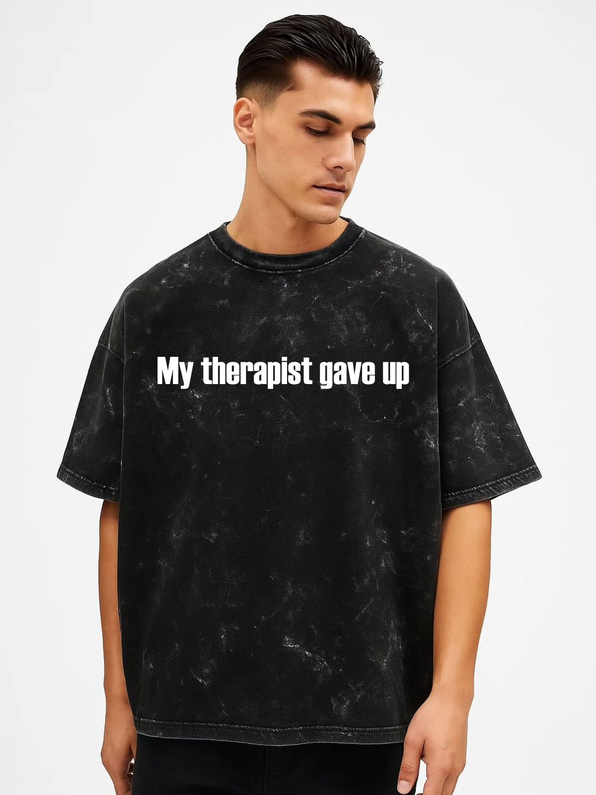 Vasthr “My Therapist Gave Up” Oversized T-Shirt – Dark Humor Edition