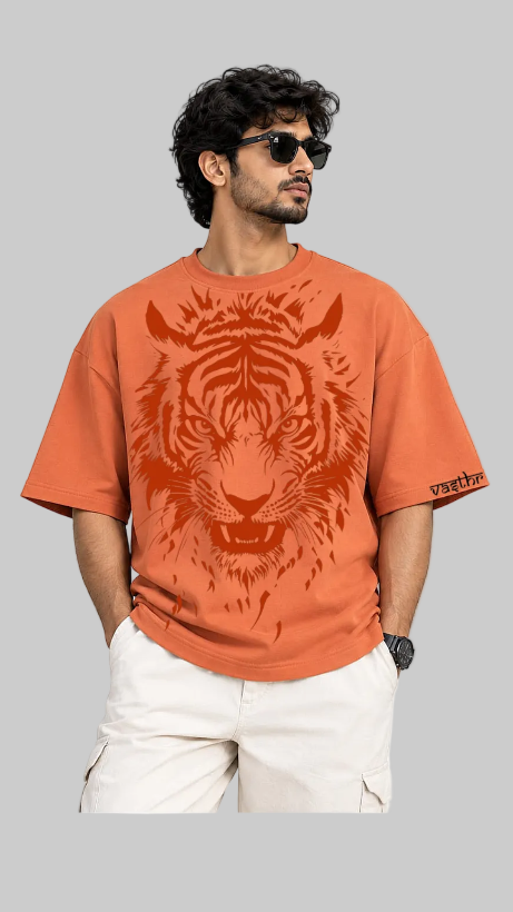 TIGER Oversized T-Shirt - Burnt Orange - Vasthr