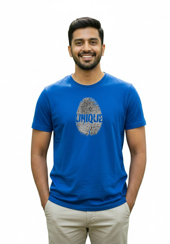 UNIQUE Fingerprint Graphic T-Shirt for Men – Premium Cotton, Regular Fit | Vasthr