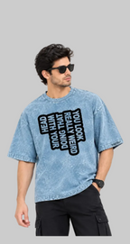 Young Real Minded Oversized T-Shirt – Acid Wash Blue - Vasthr