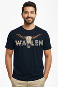 WALEN Western Longhorn Graphic T-Shirt for Men (Navy Blue)  Premium Cotton Tee | Cowboy Western Skull Print | Trendy Casual Wear by Vasthr