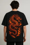 Vasthr x Fire Dragon Oversized Black T-Shirt