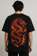 Vasthr x Fire Dragon Oversized Black T-Shirt