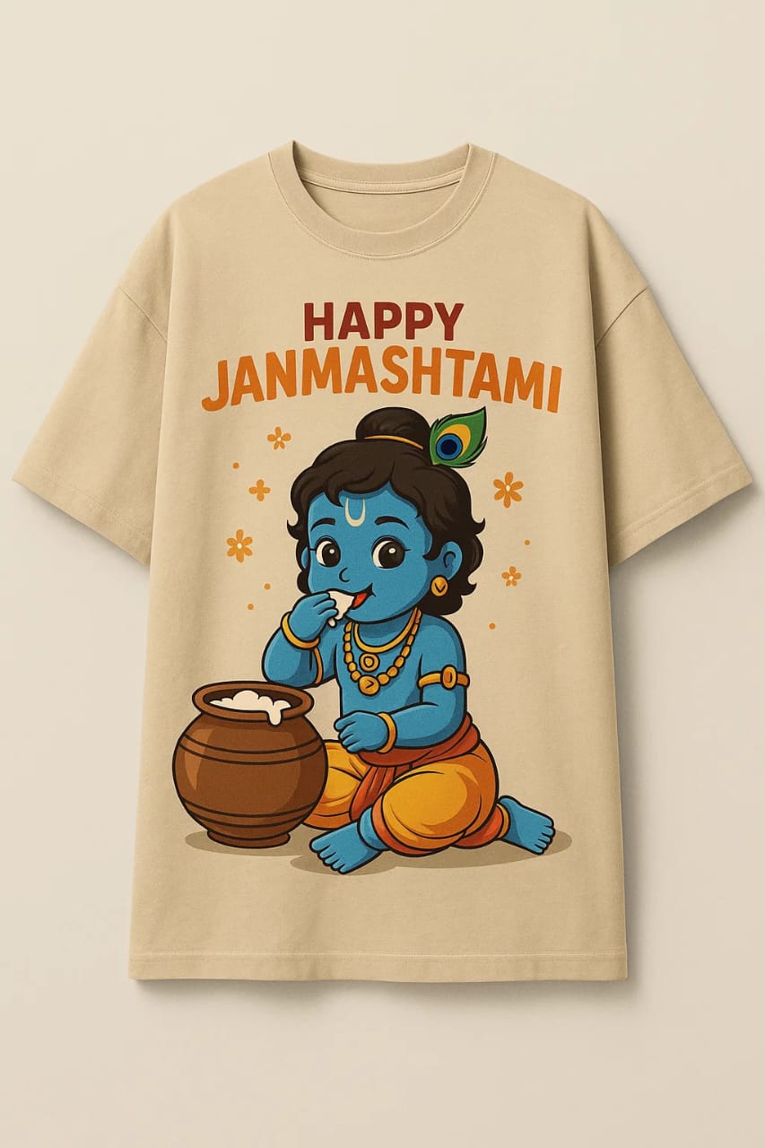 Vasthr x Happy Janmashtami Baby Krishna Oversized T-Shirt