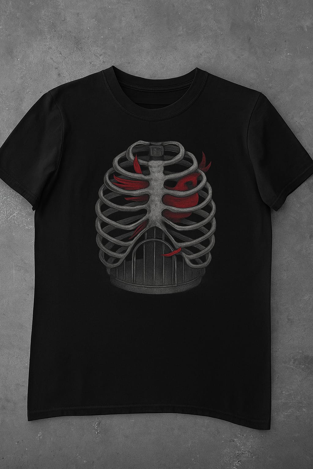 Vasthr x Caged Heart Ribcage Graphic Platinum T-Shirt