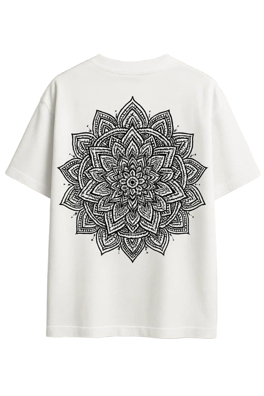 Vasthr x Mandala Art White Oversized T-Shirt