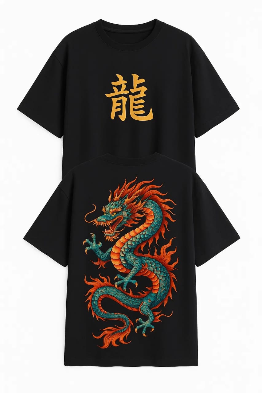 Vasthr x Dragon Spirit Oversized Black T-Shirt