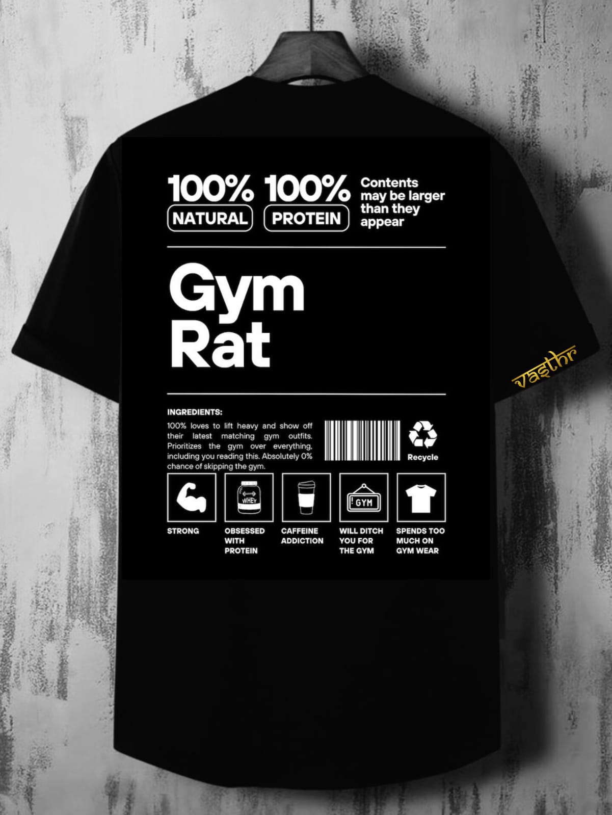 Vasthr x Gym Rat Graphic Oversize T-Shirt – Black