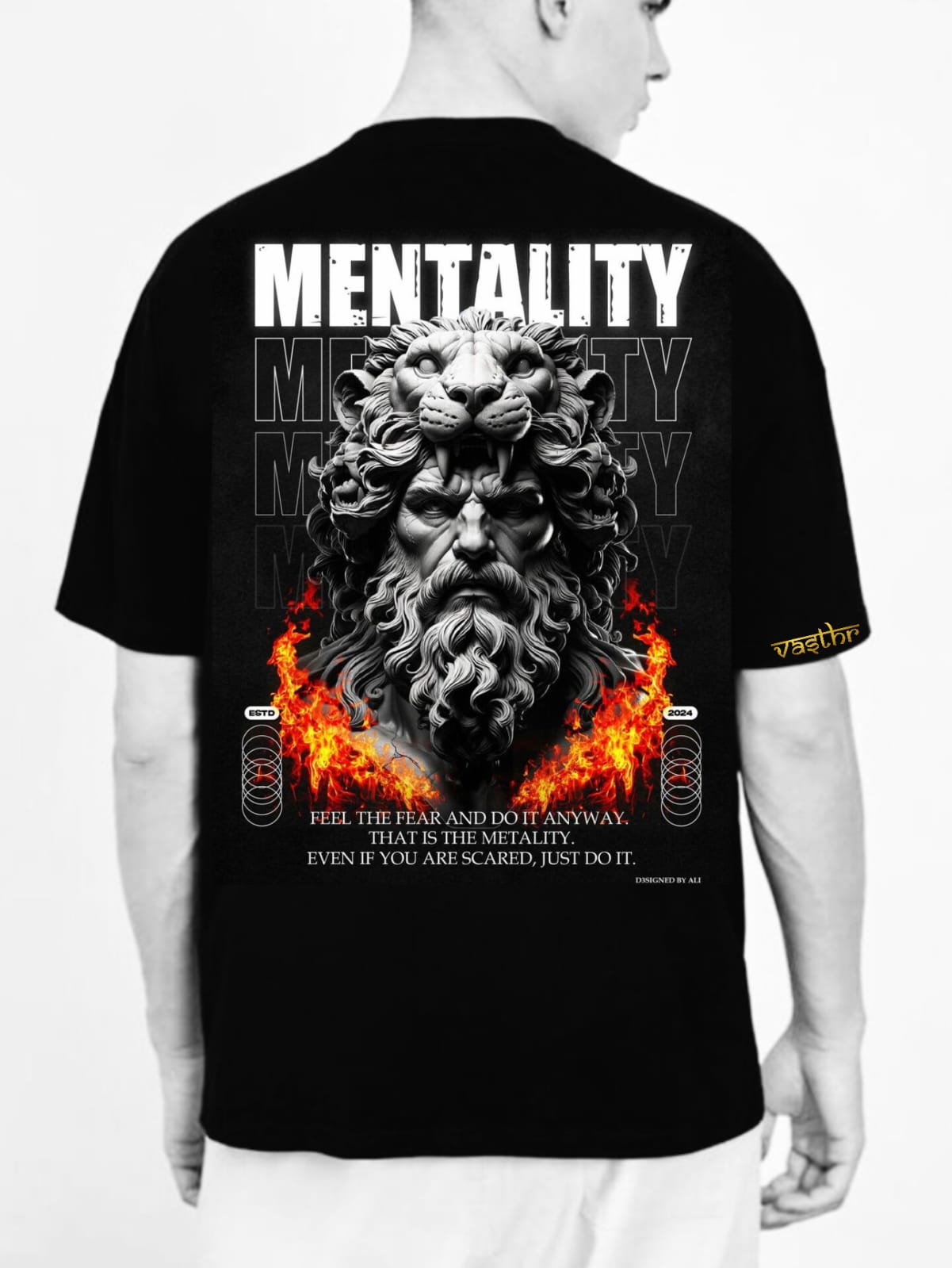 Vasthr "Mentality" Oversized Black T-Shirt – Fearless Streetwear Style