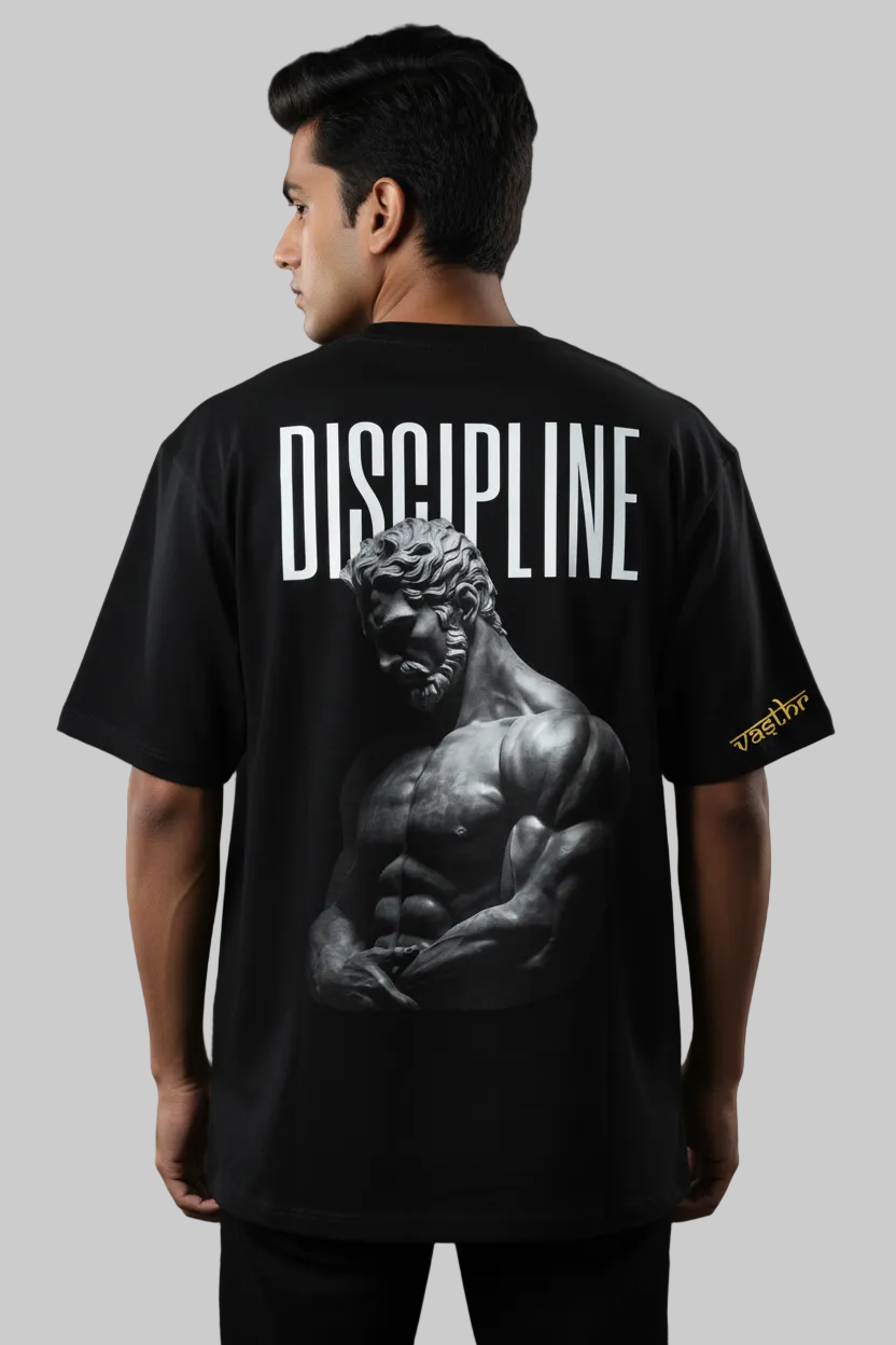 Discipline Oversized Black T-Shirt – Strength Meets Mindset - Vasthr