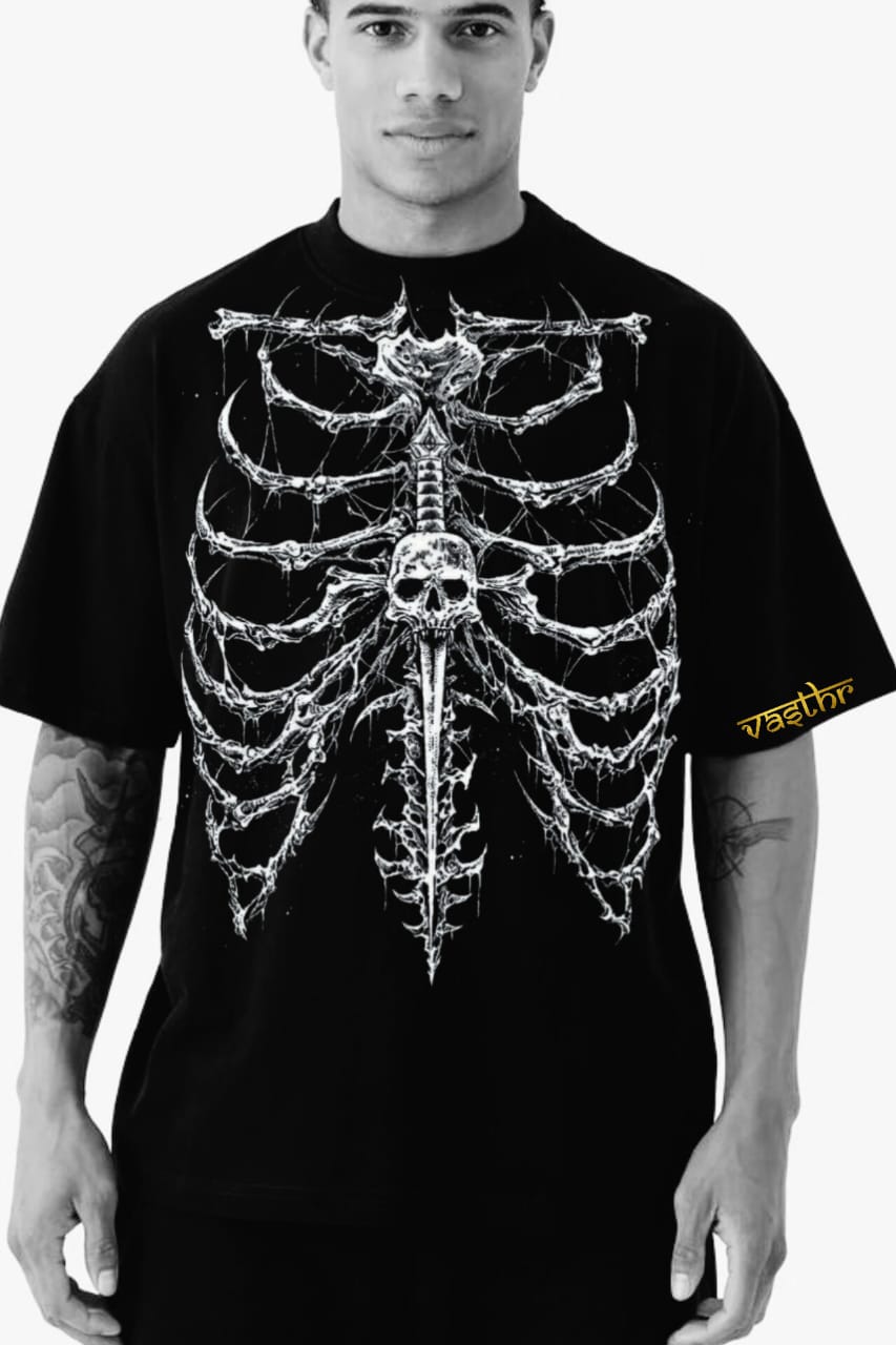 Vasthr x  Gothic Ribcage Oversize T-Shirt