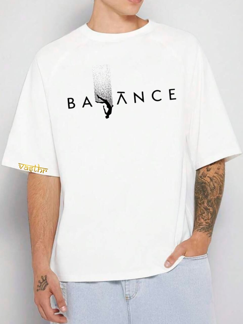 Vasthr x   Find Your Balance: "Balance" Graphic Oversize T-Shirt