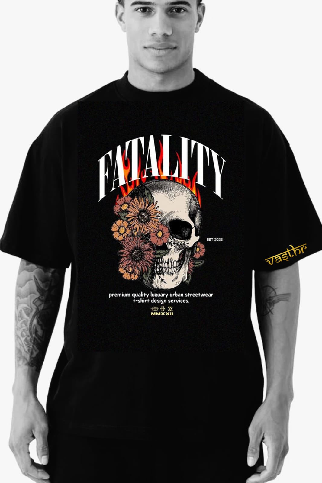 Vasthr x  FATALITY Oversized T-shirt - A Blend of Grit and Grace