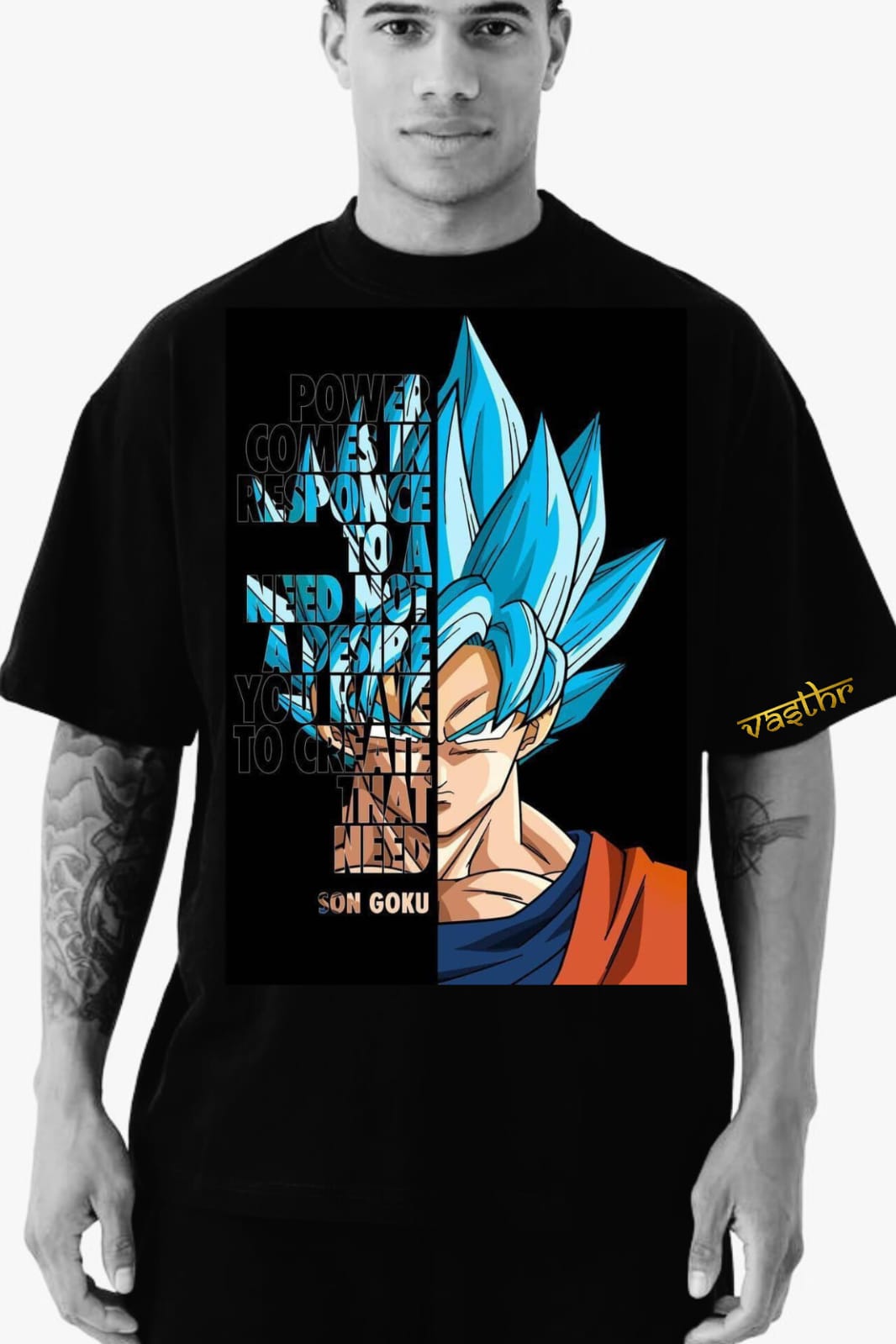 Vasthr x  Dragon Ball Super Saiyan Blue Goku Oversized T-shirt