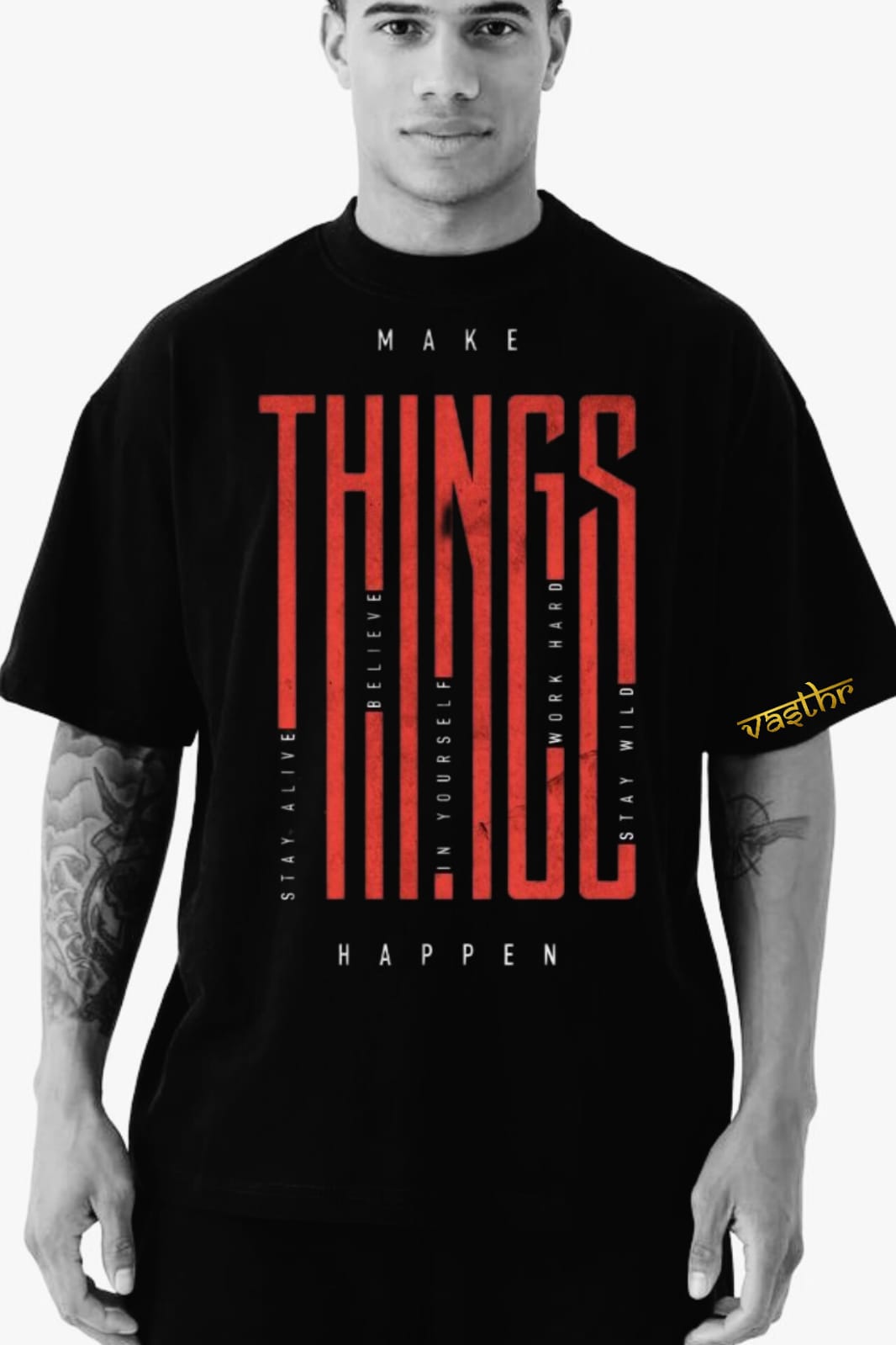 Vasthr x "MAKE THINGS HAPPEN" Graphic Oversize T-shirt