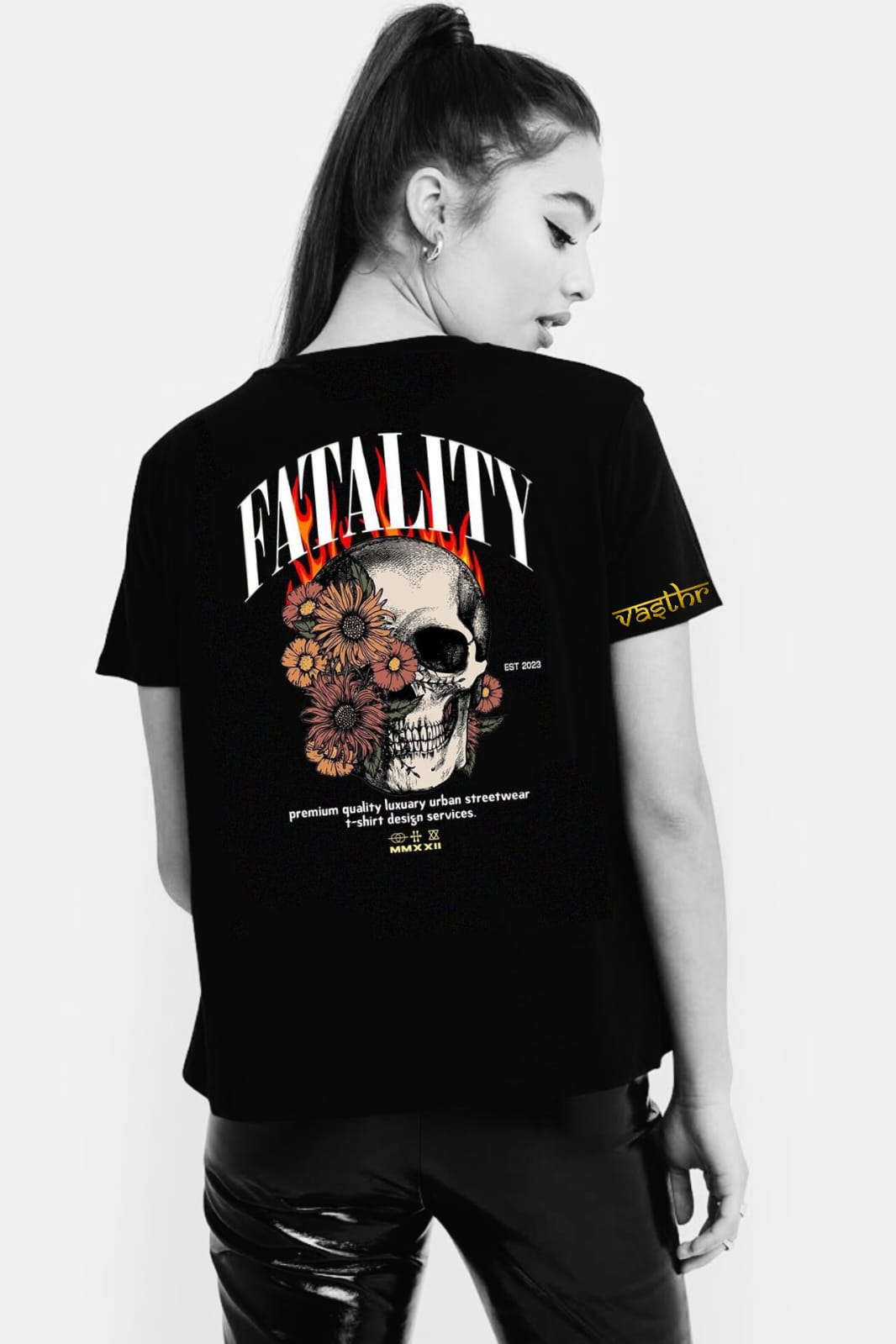 Vasthr x Fatality Flame Skull Oversized T-Shirt