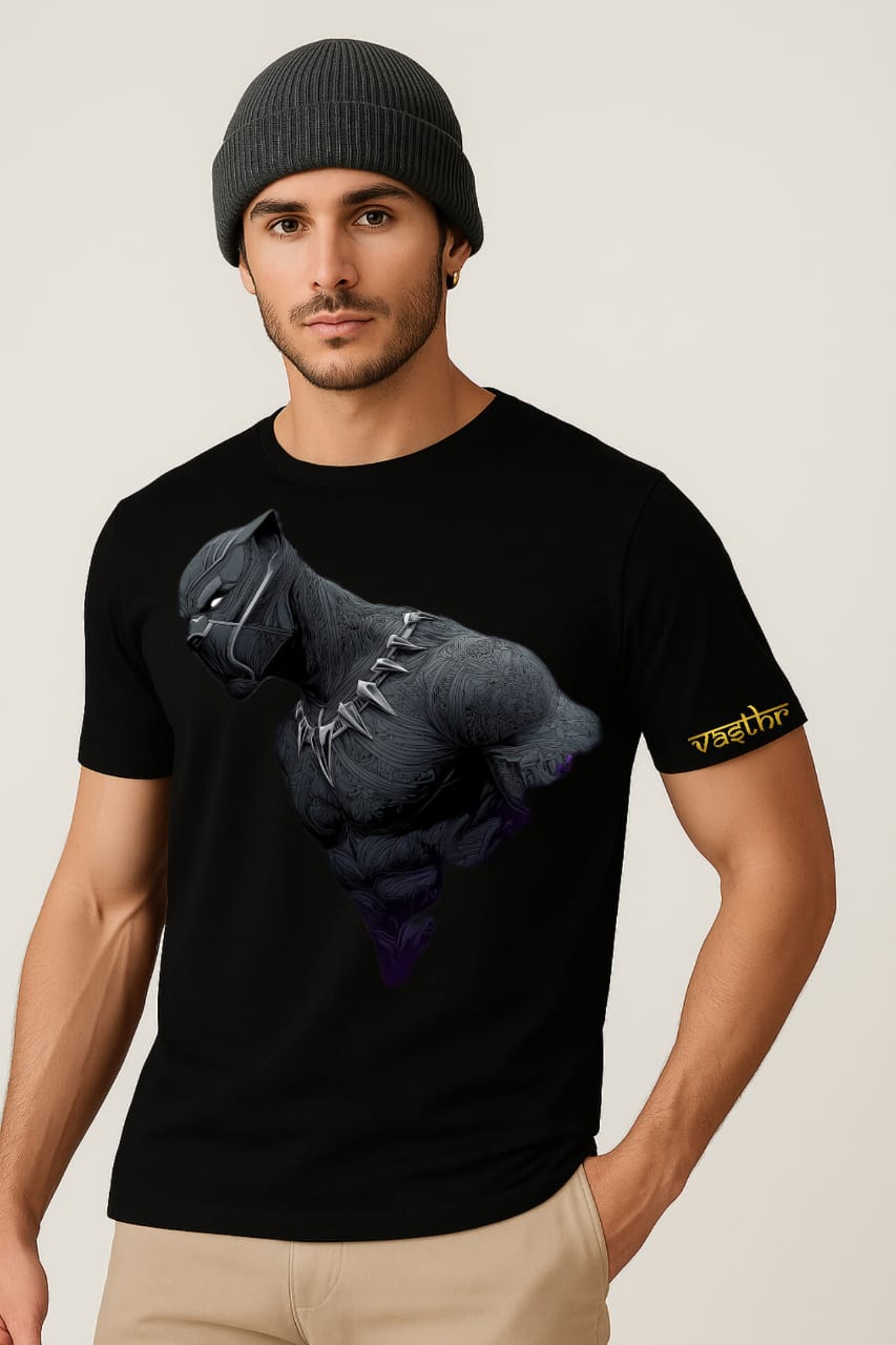 Vasthr x Black Panther Tribute Graphic Oversize T-Shirt – Black