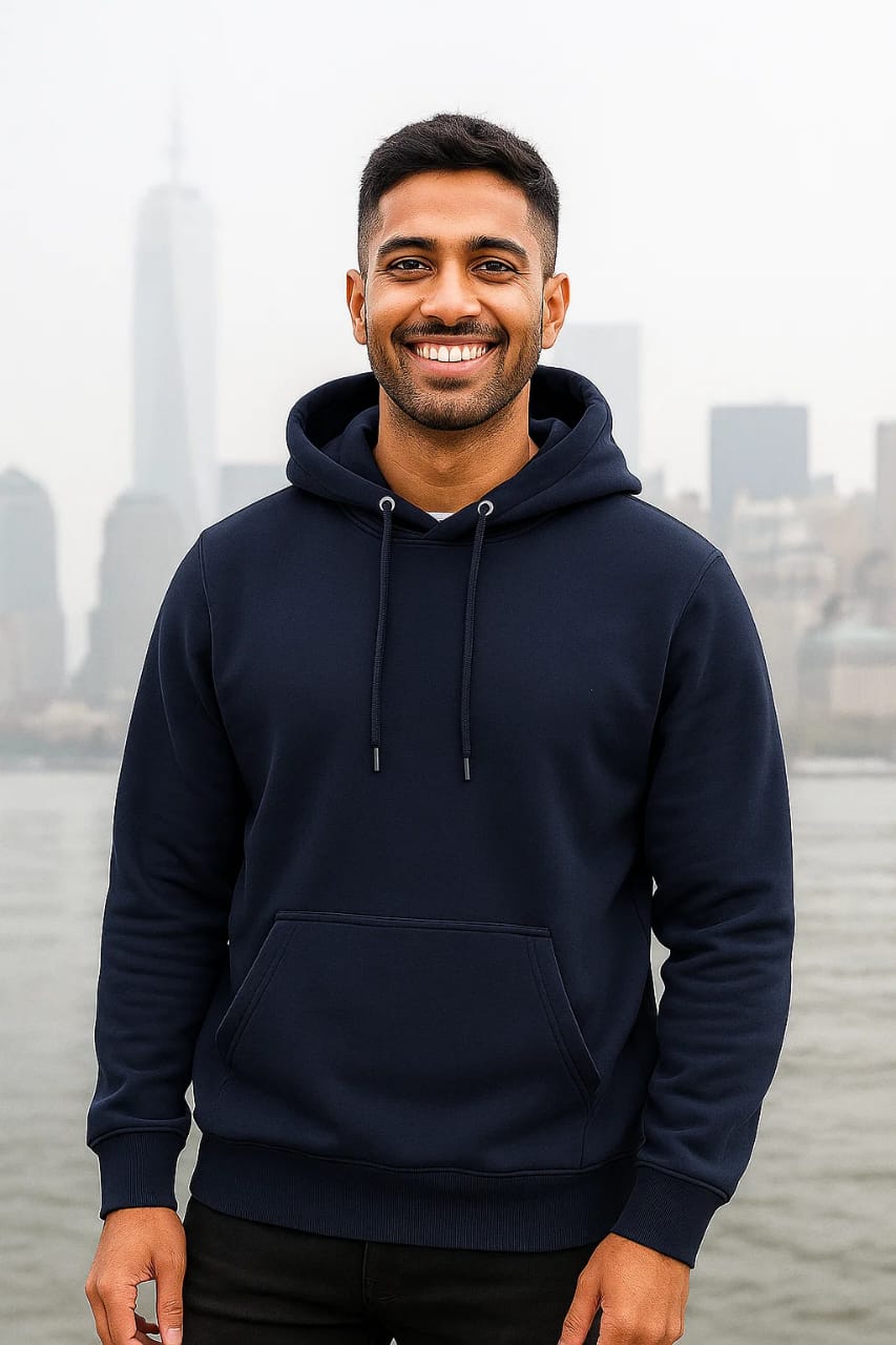 Navy Blue Hoodie by Vasthr Classic Collection