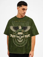 AMERICAN SOLDIER Oversized T-Shirt Acid Washed Military Green