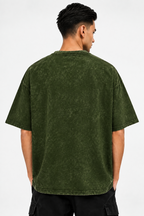 AMERICAN SOLDIER Oversized T-Shirt Acid Washed Military Green