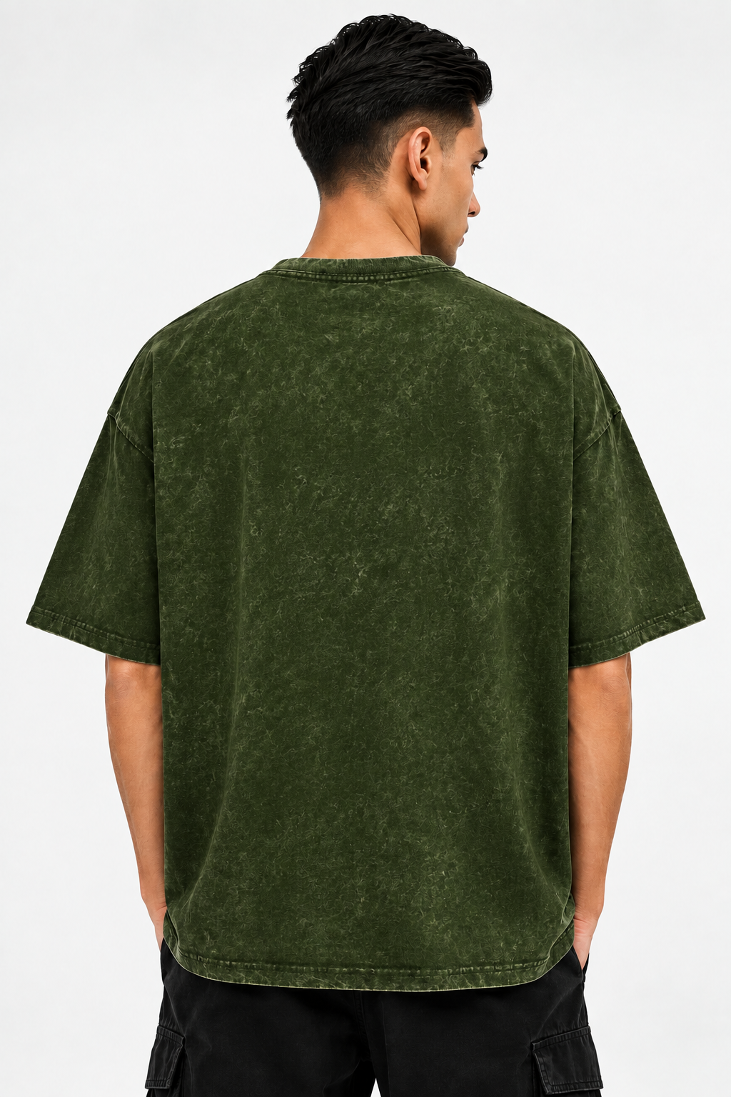 AMERICAN SOLDIER Oversized T-Shirt Acid Washed Military Green