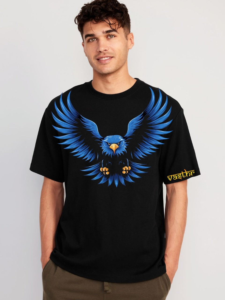 Blue Eagle Oversized T-Shirt – Black | Vasthr Streetwear Collection