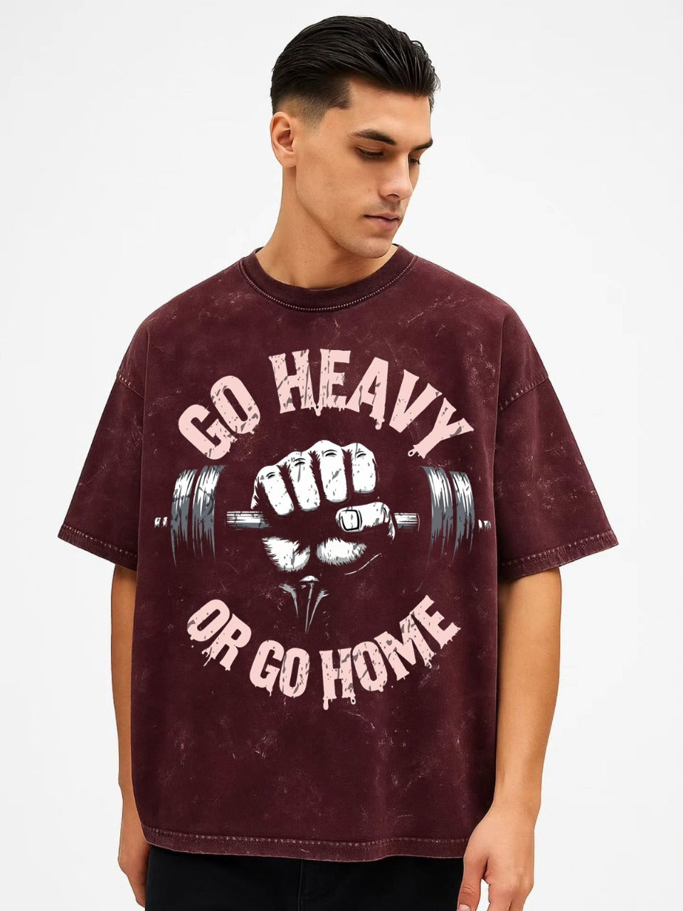 Go Heavy or Go Home – Oversized Gym T-Shirt by Vasthr