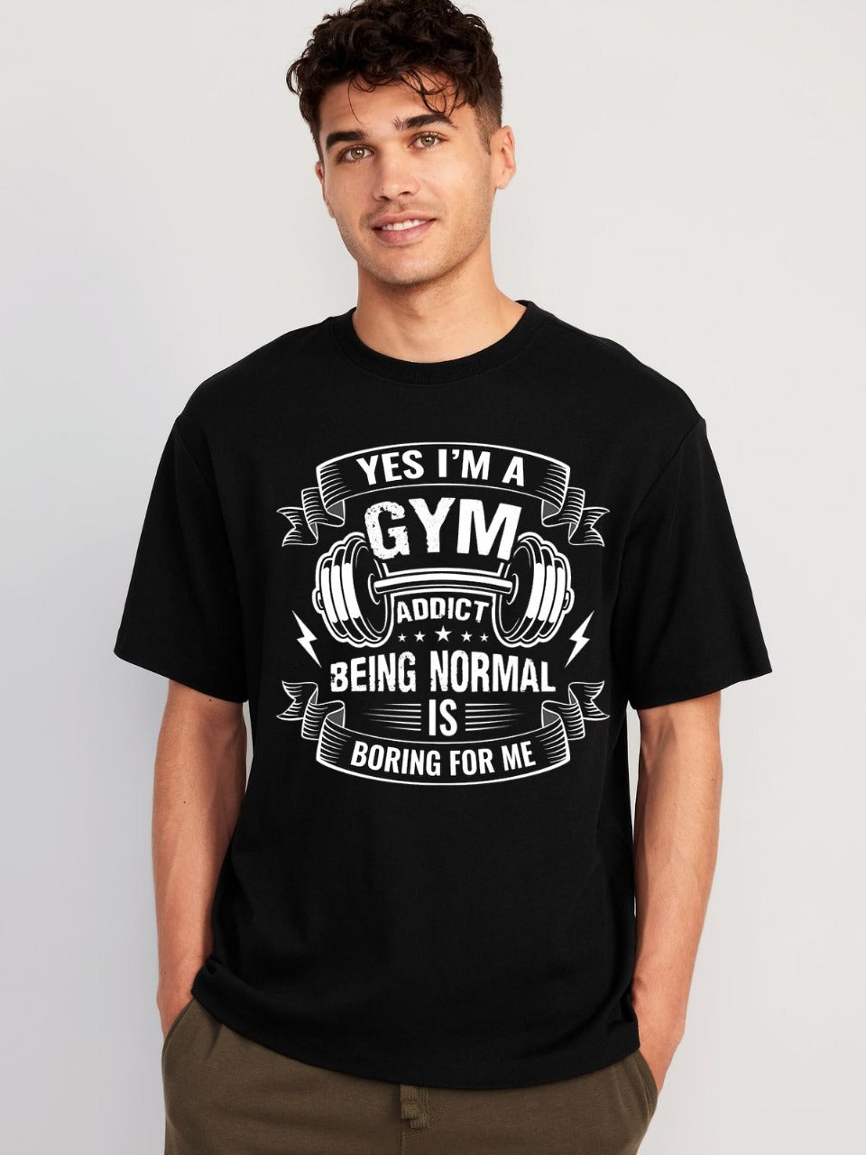 💪 Yes, I’m a Gym Addict Oversized Black T-Shirt – Vasthr Fitness Streetwear