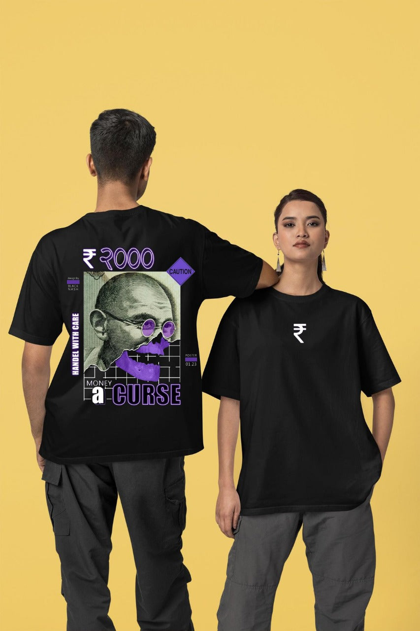 Vasthr “Money is a Curse” Oversized Graphic T-Shirt – Bold Streetwear with Meaning
