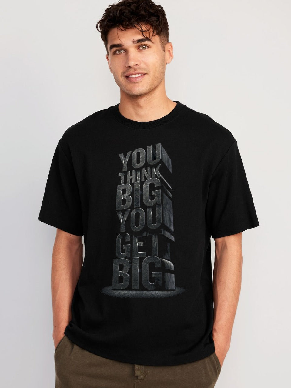 Vasthr Oversized “Think Big” Motivational Graphic T-Shirt – Premium Black Cotton Tee