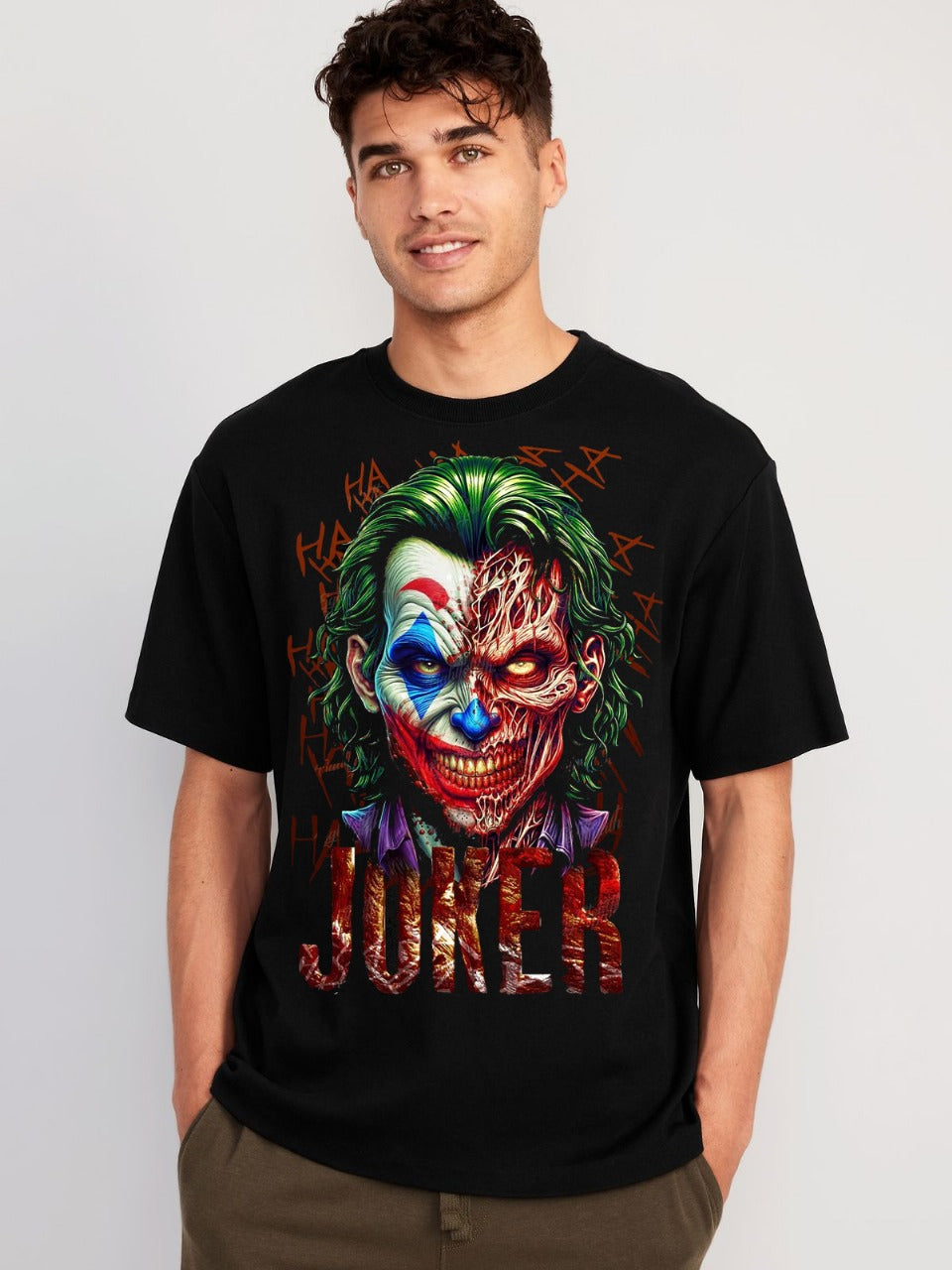 Men’s Black Oversized Joker Graphic T-Shirt | Premium Printed Round Neck Tee | Streetwear Collection