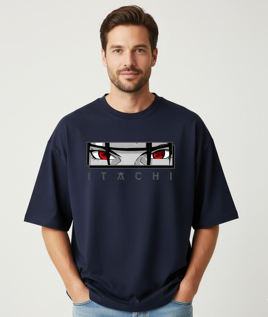 Men’s Oversize Itachi Sharingan T-Shirt – Premium Anime Graphic Tee | Vasthr