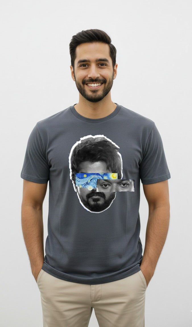 Thalapathy The Hero Graphic T-Shirt for Men – Premium Charcoal Grey Tee | Vasthr
