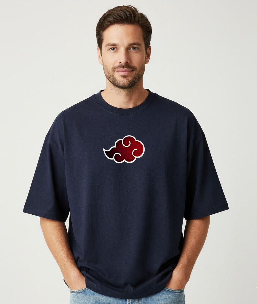 Men’s Oversize Navy Blue Akatsuki Cloud T-Shirt – Premium  Printed Tee | Vasthr