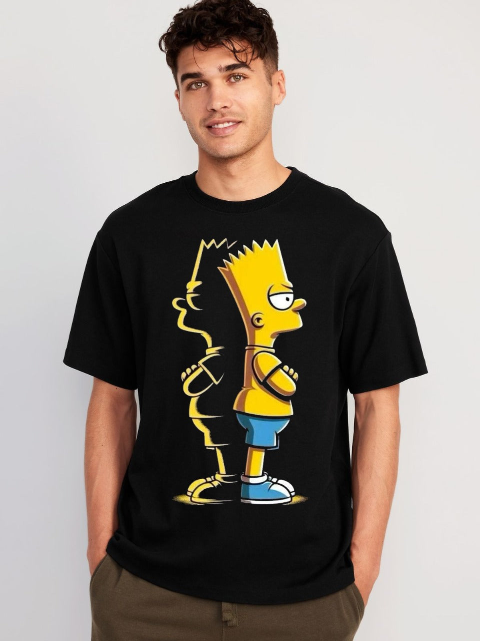 Men’s Oversized Black Graphic T-Shirt – Simson Cartoon Character Print | Premium Cotton Streetwear by Vasthr
