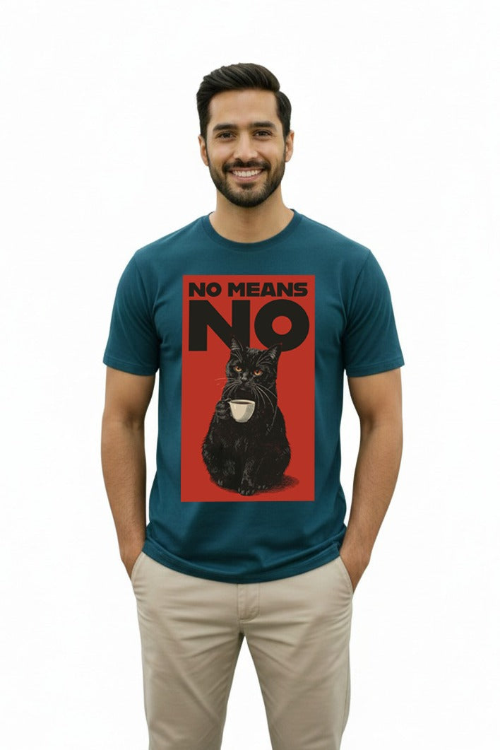 “No Means No” Cat Printed T-Shirt – Trendy Graphic Tee for Men & Women | Premium Cotton By Vasthr