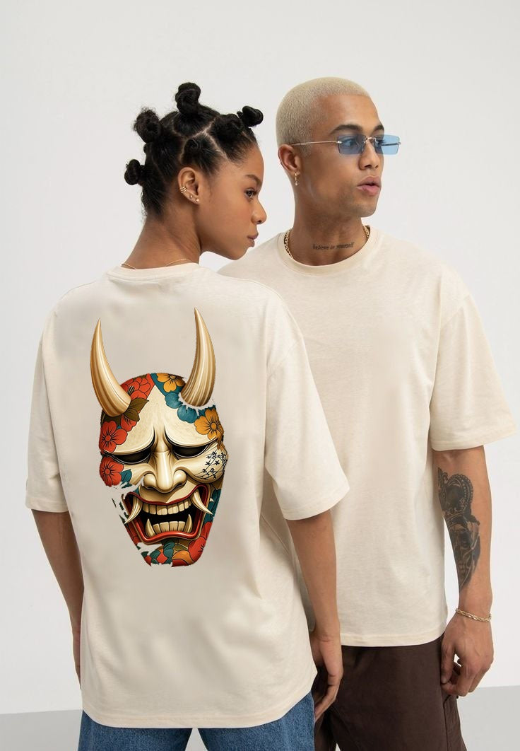 Japanese Hannya Mask Oversized T-Shirt – Premium Unisex Streetwear | Vasthr Exclusive