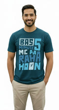 Bas 5 Minute Me Aa Raha Hoon T-Shirt for Men – Blue Casual Tee  Premium Cotton | Hindi Typography Print | Everyday Comfort by Vasthr