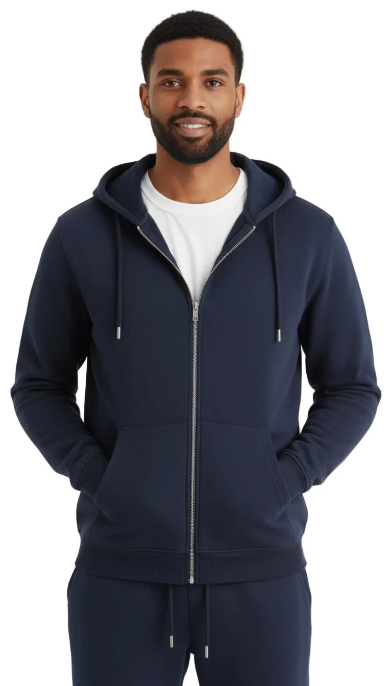 Vasthr “UrbanFlex” Zip Hoodie – Midnight Navy