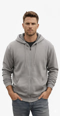 Vasthr “UrbanShield” Zip Hoodie – Classic Grey