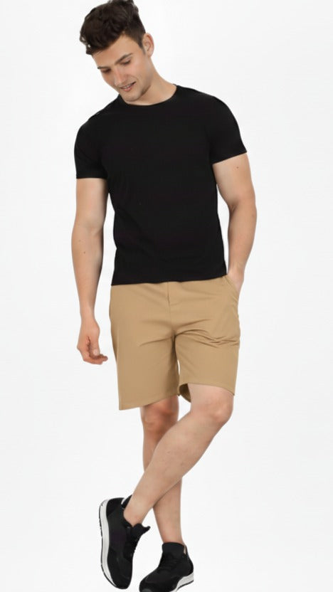 Vasthr Sand Beige Essential Street Shorts by Vasthr
