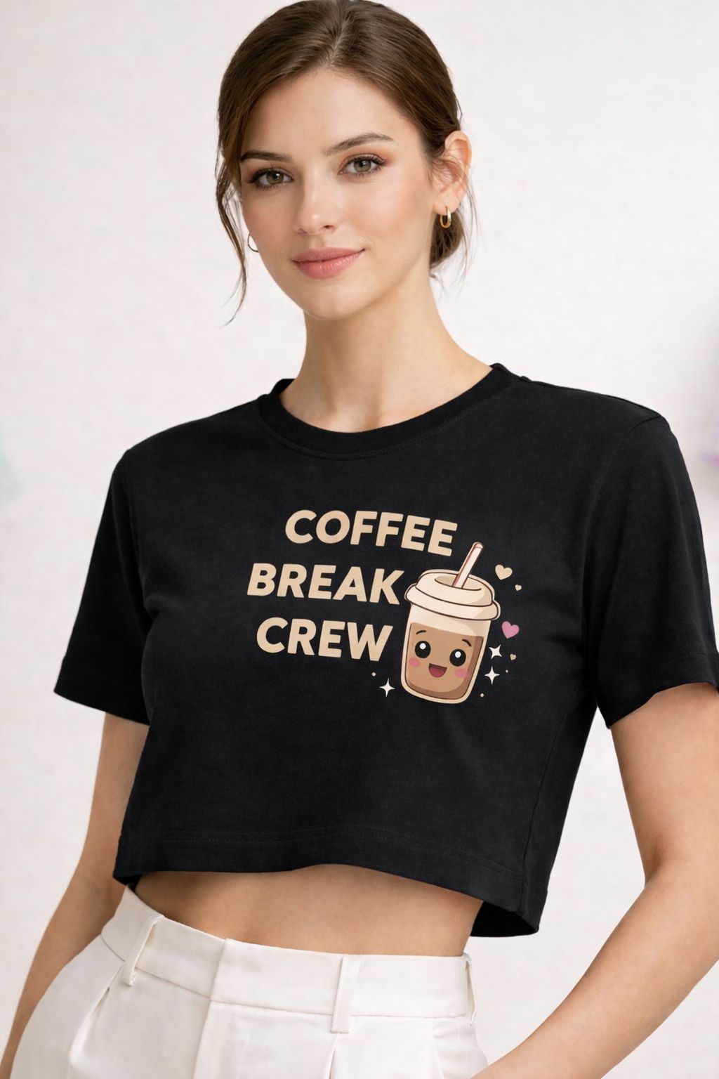 Coffee Break Crew Women’s Crop Top by Vasthr