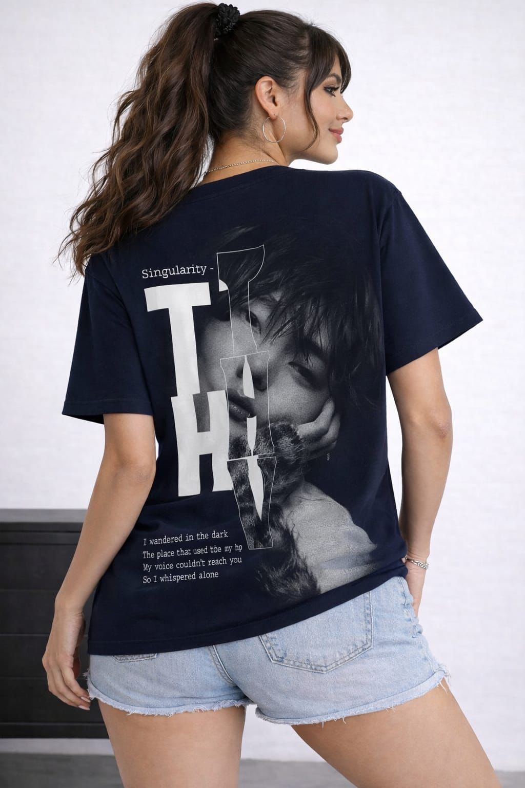 Singularity Oversized Graphic T-Shirt – Navy Blue by Vasthr
