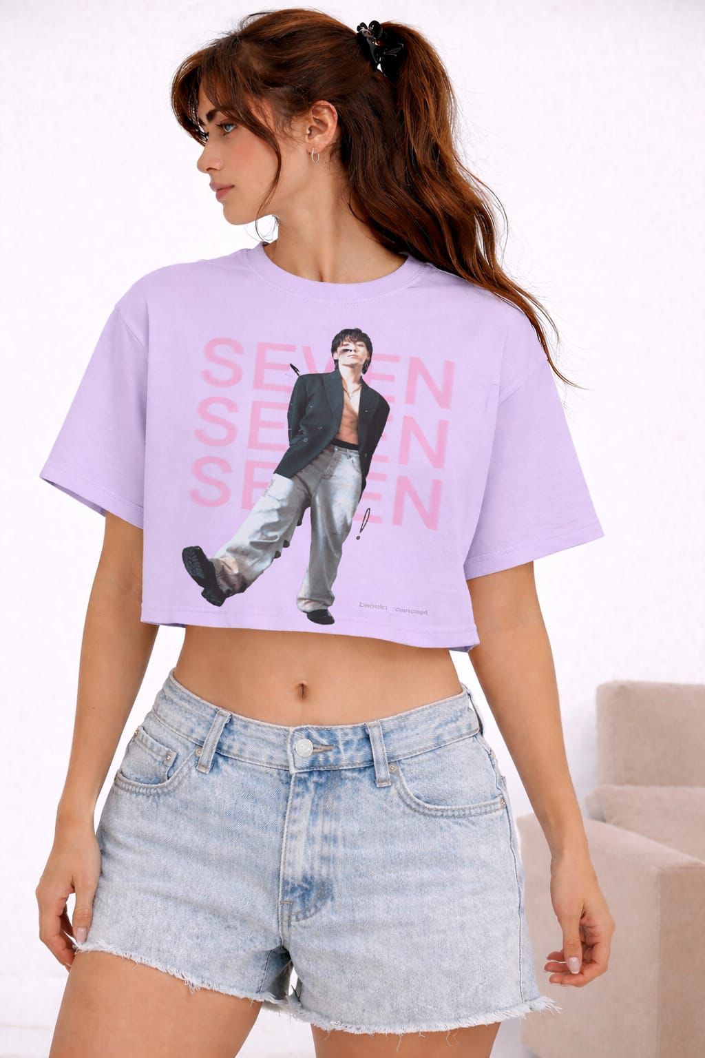 Lavender Graphic Cropped T-Shirt for Women | Trendy Crop Top – Vasthr